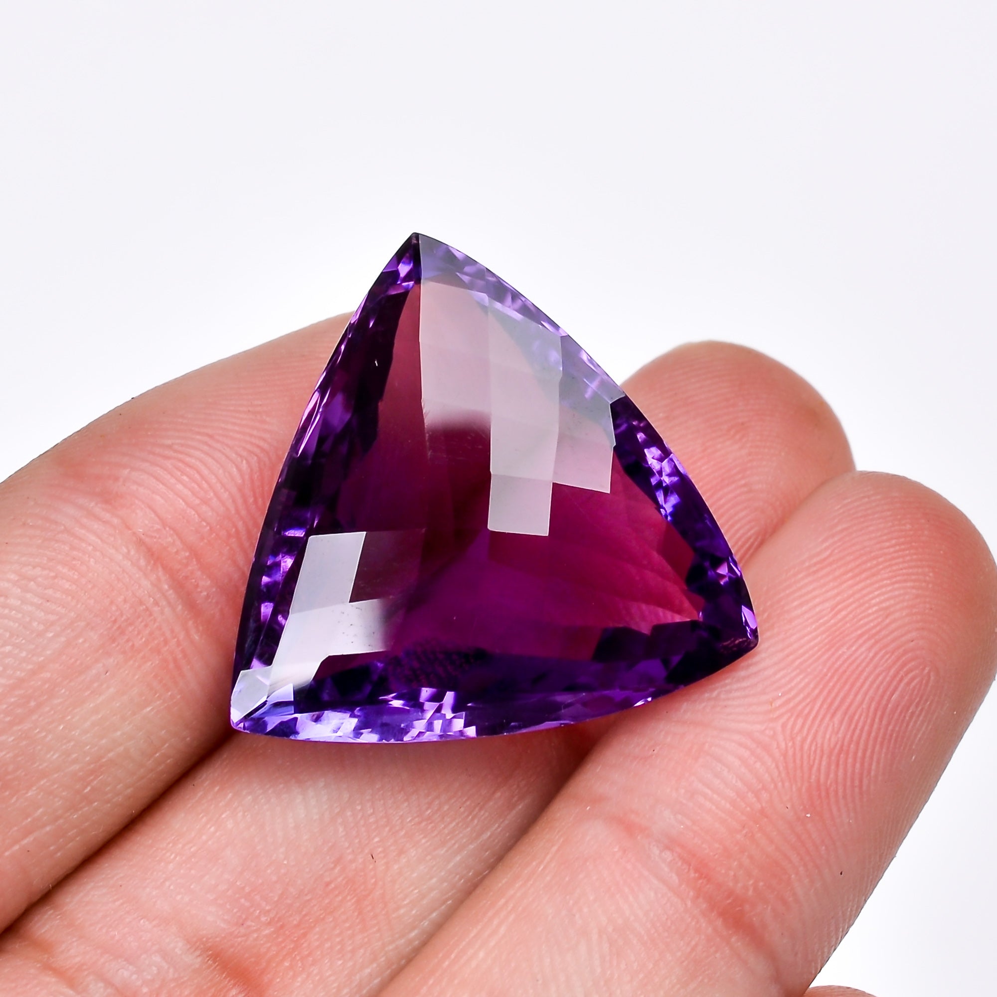natural amethyst trillion shape faceted loose gemstone