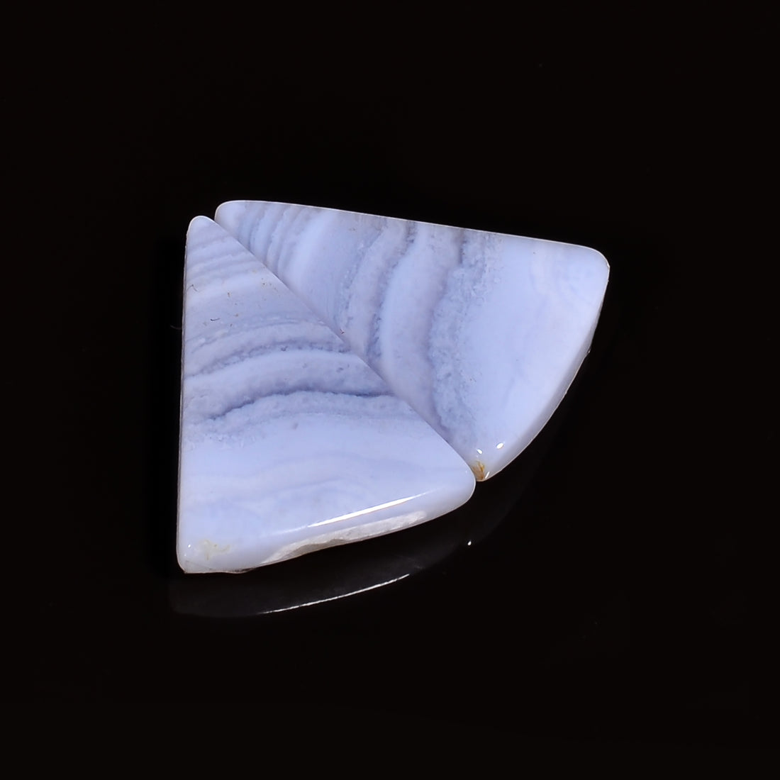 natural blue lace agate triangle shape cabochon loose gemstone pair