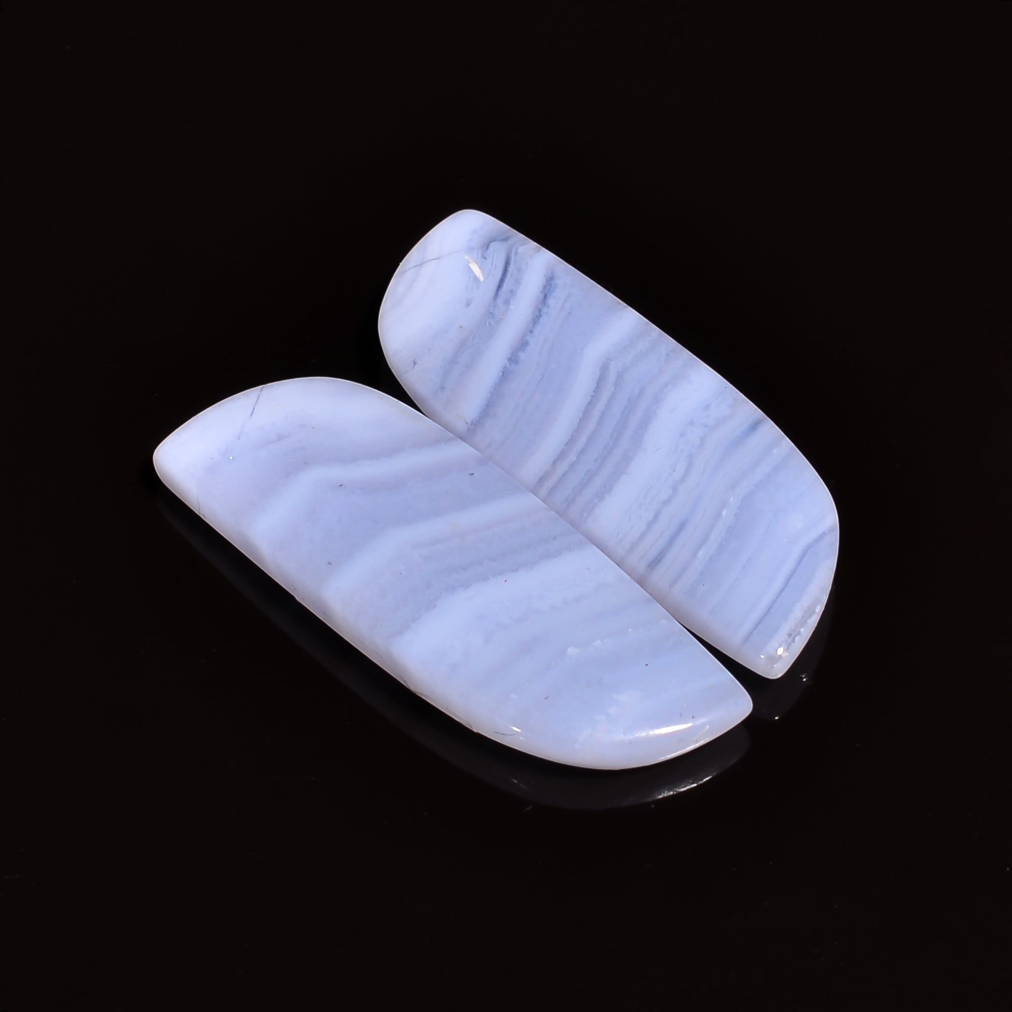 natural blue lace agate fancy shape cabochon loose gemstone pair