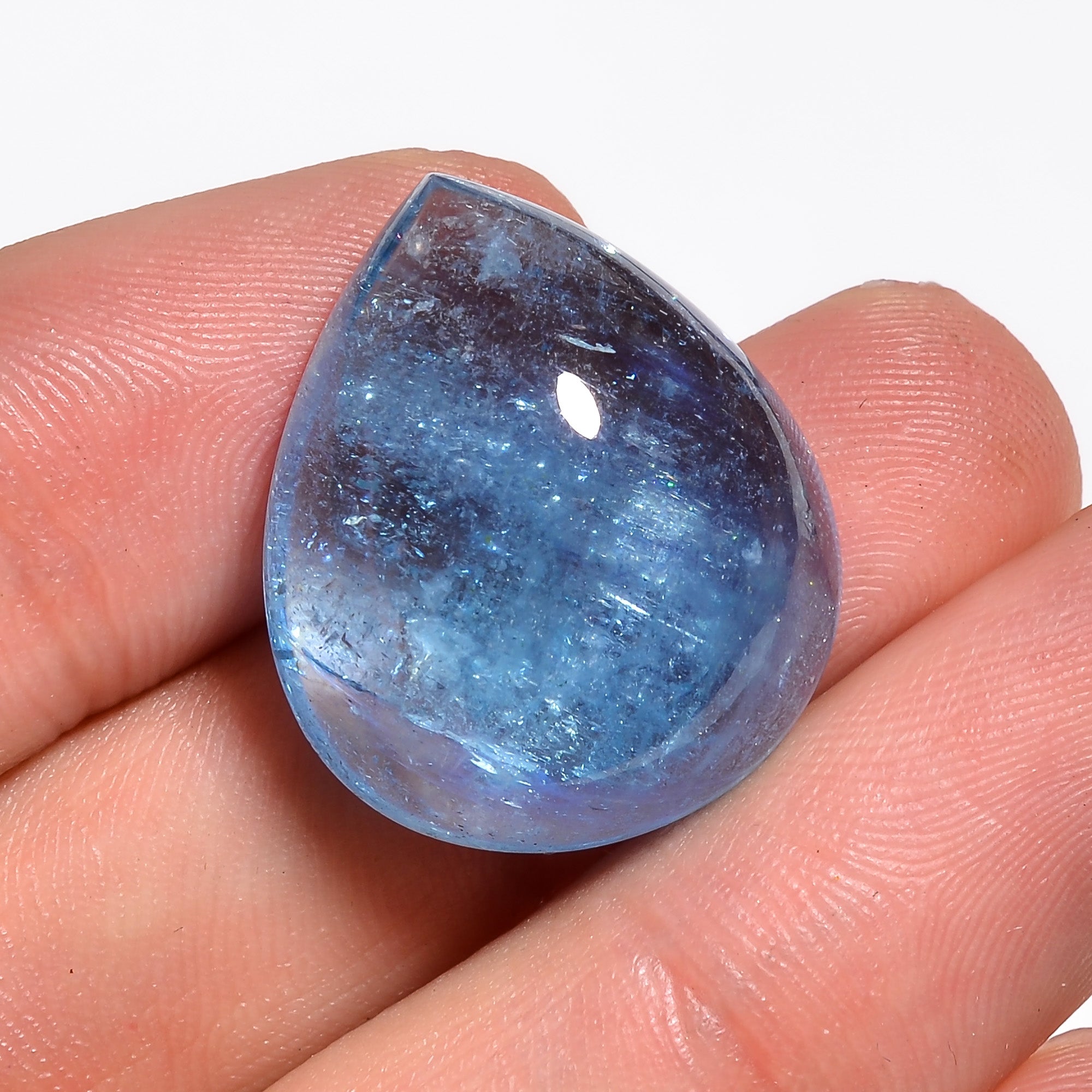 natural aquamarine pear shape cabochon loose gemstone