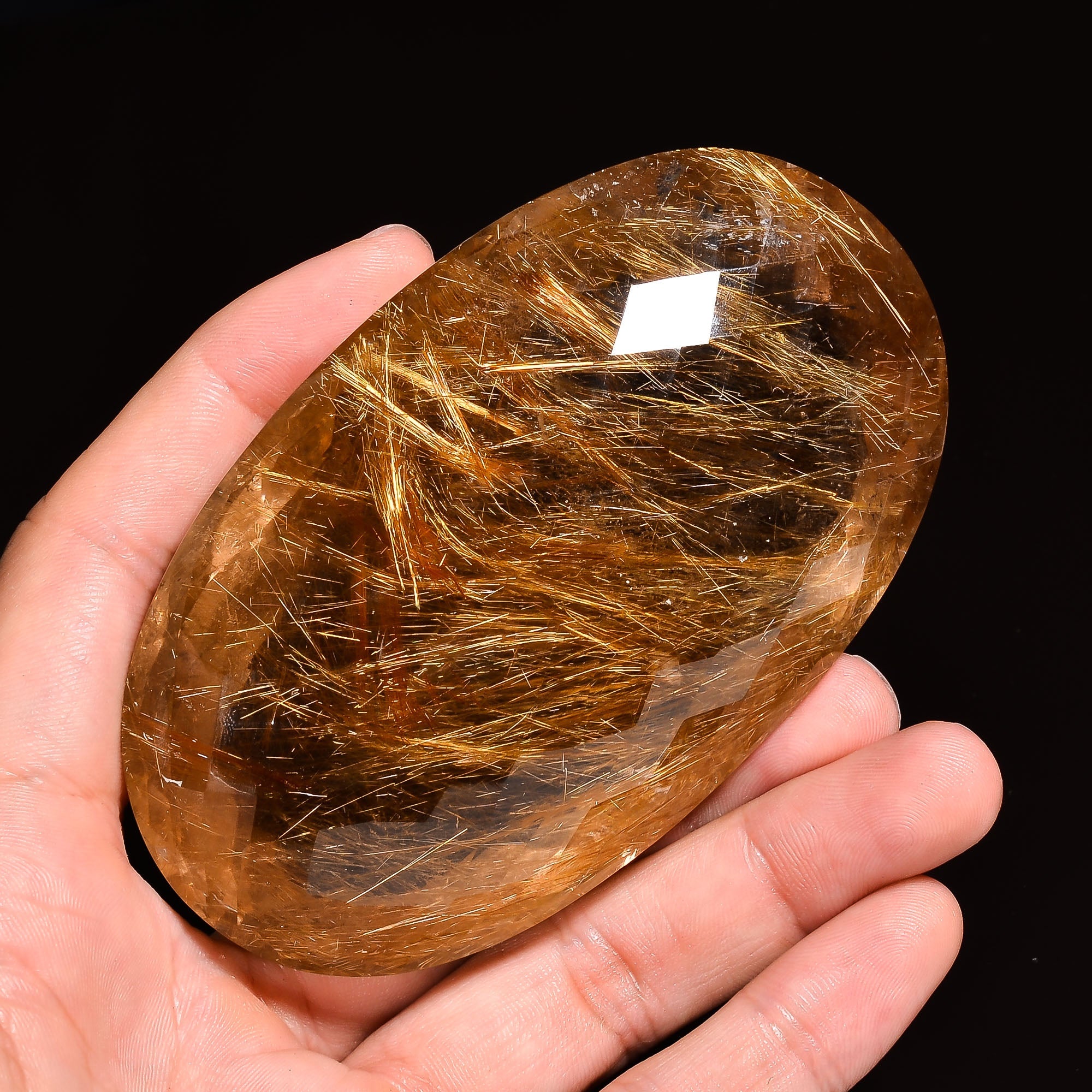 100 natural golden rutile quartz oval shape faceted loose gemstone