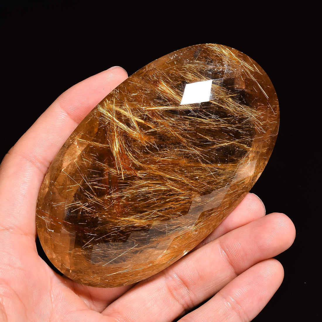 100 natural golden rutile quartz oval shape faceted loose gemstone