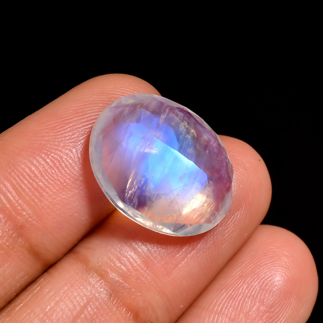 rainbow moonstone oval shape cut stone loose gemstone