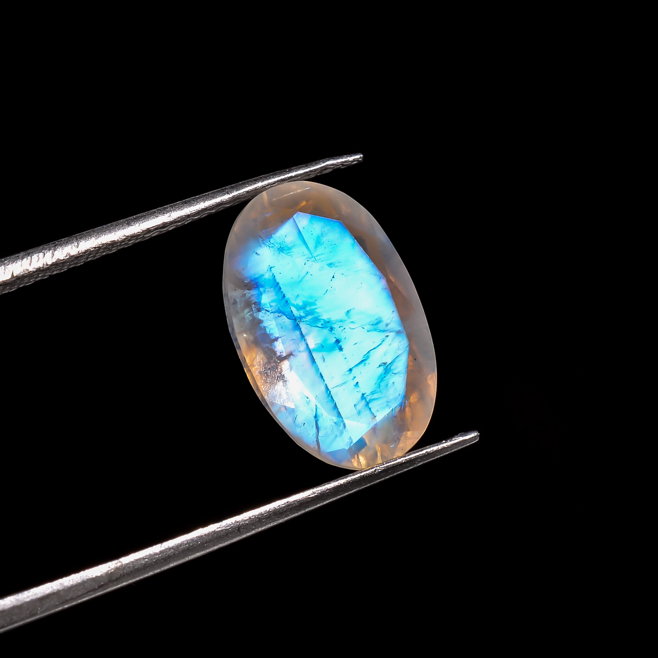 rainbow moonstone oval shape cut stone loose gemstone
