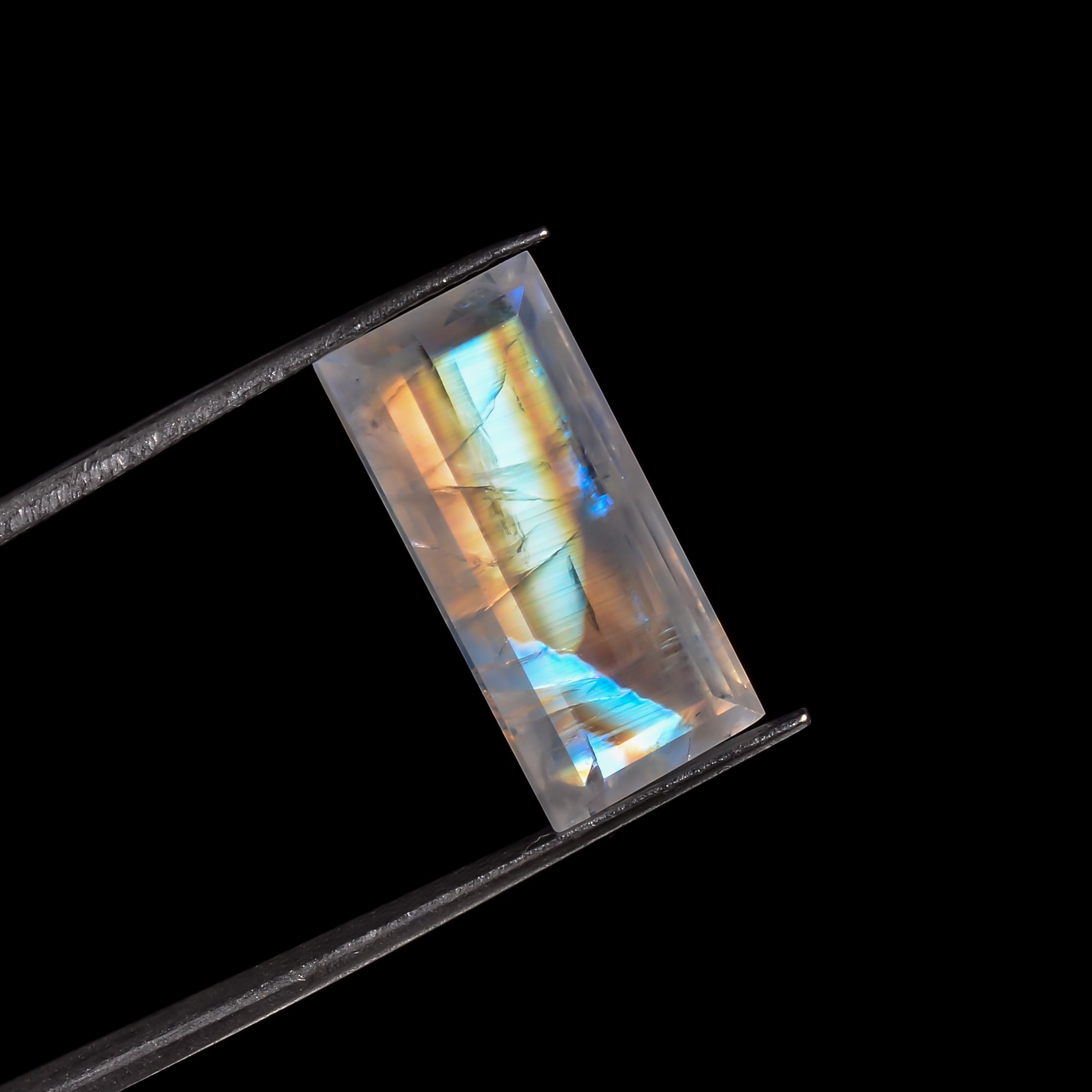 rainbow moonstone rectangle shape cut stone loose gemstone