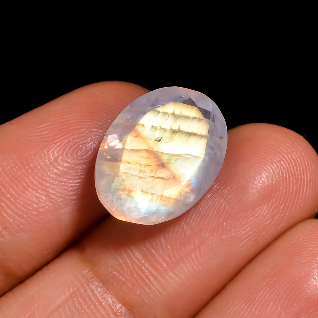 rainbow moonstone oval shape cut stone loose gemstone
