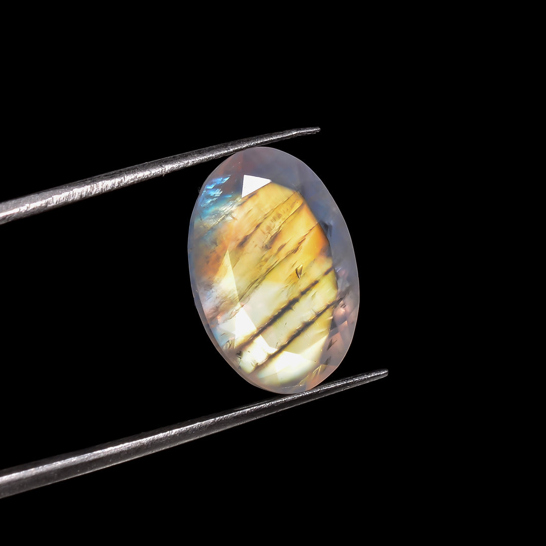 rainbow moonstone oval shape cut stone loose gemstone