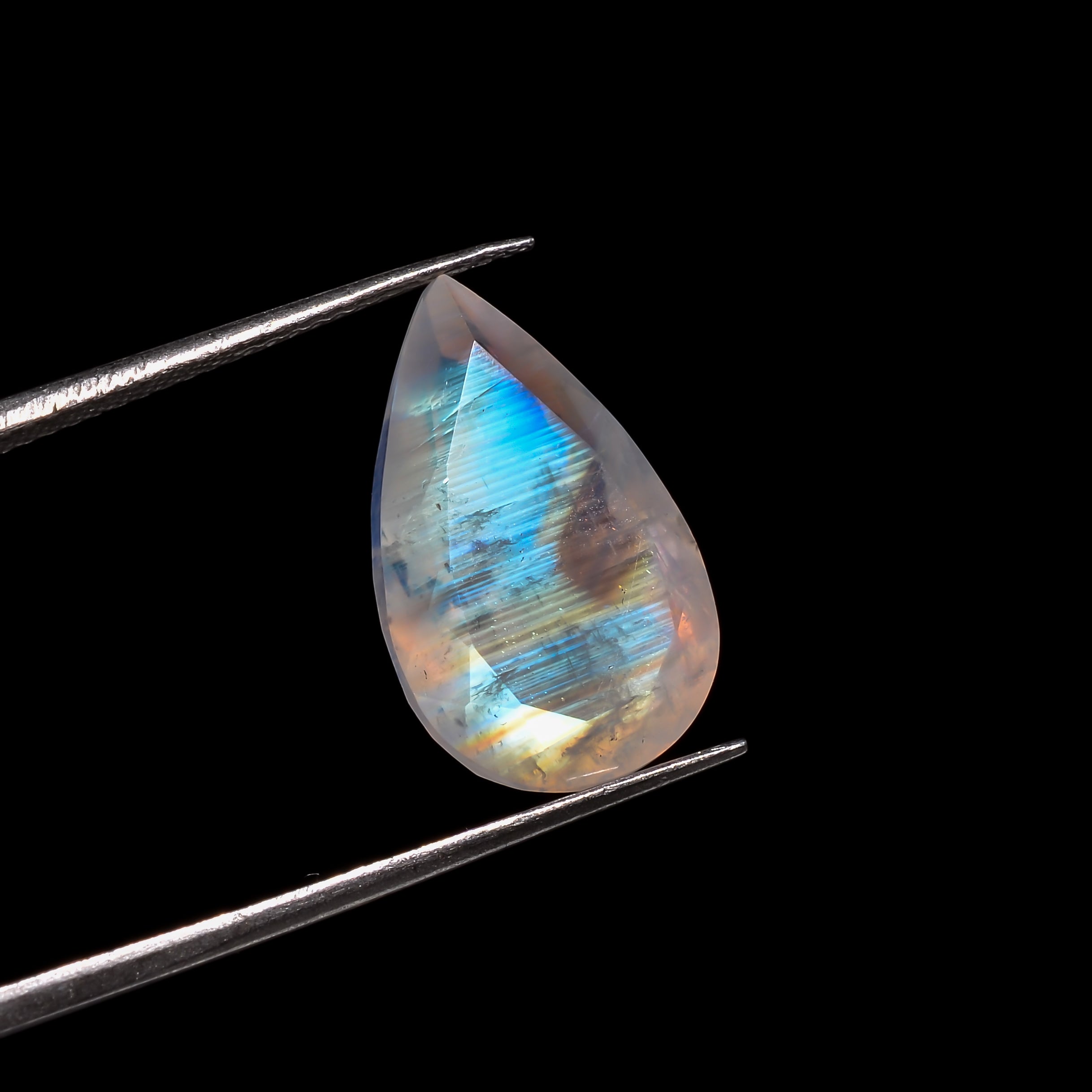 rainbow moonstone pear shape cut stone loose gemstone