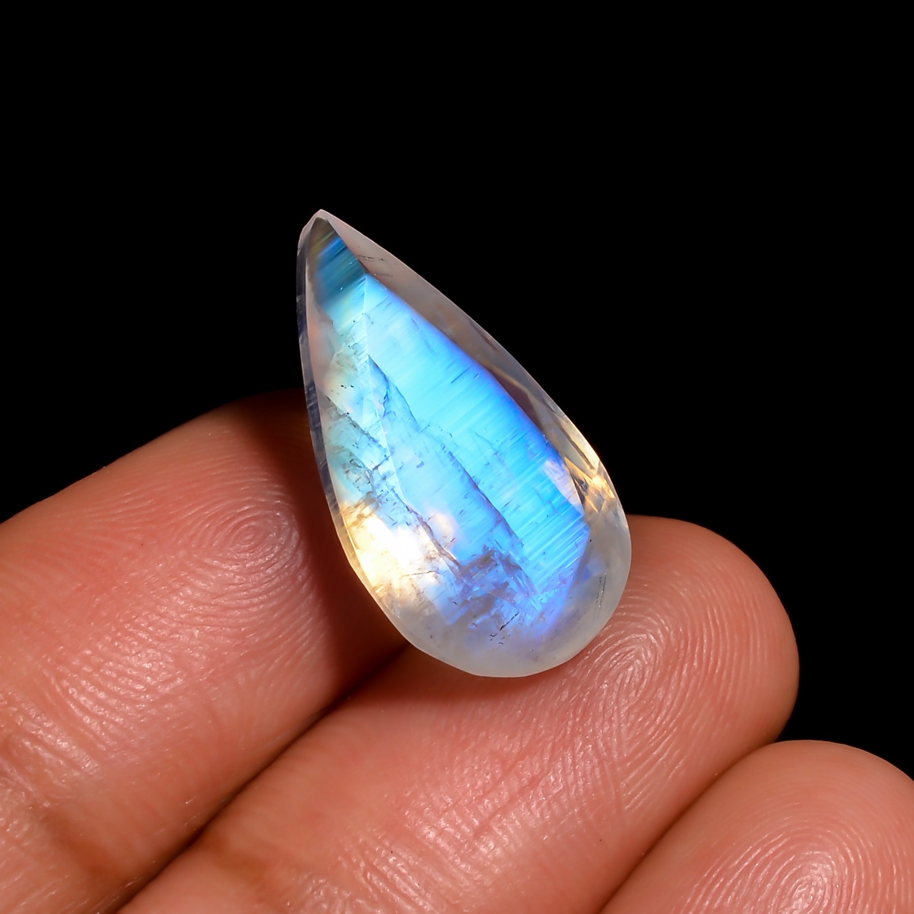 rainbow moonstone pear shape cut stone loose gemstone