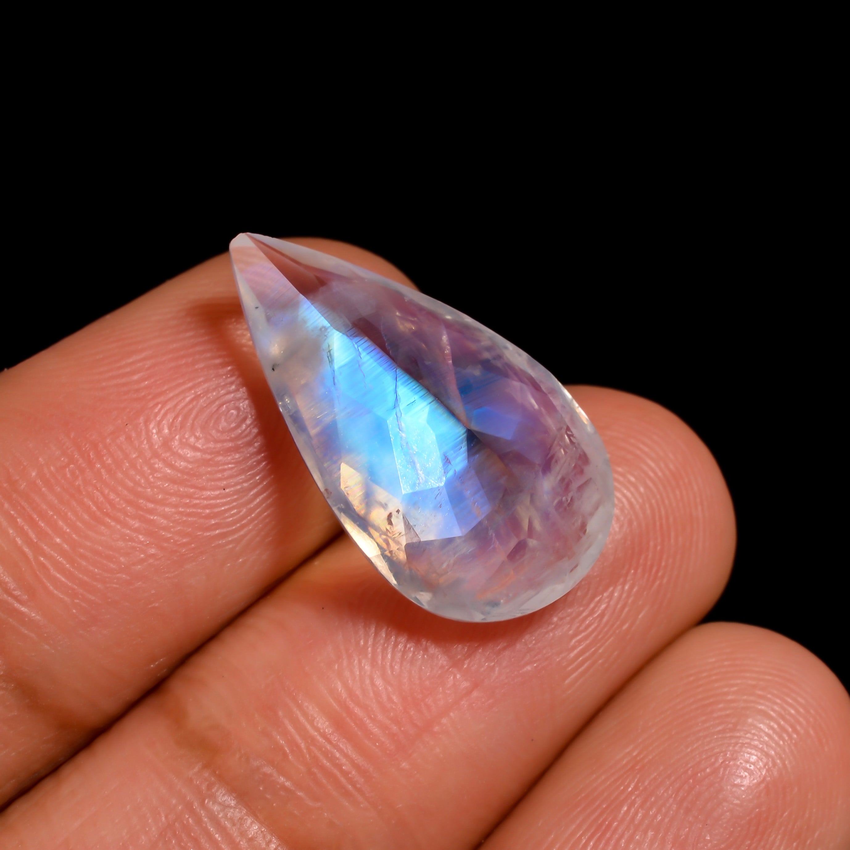 rainbow moonstone pear shape cut stone loose gemstone