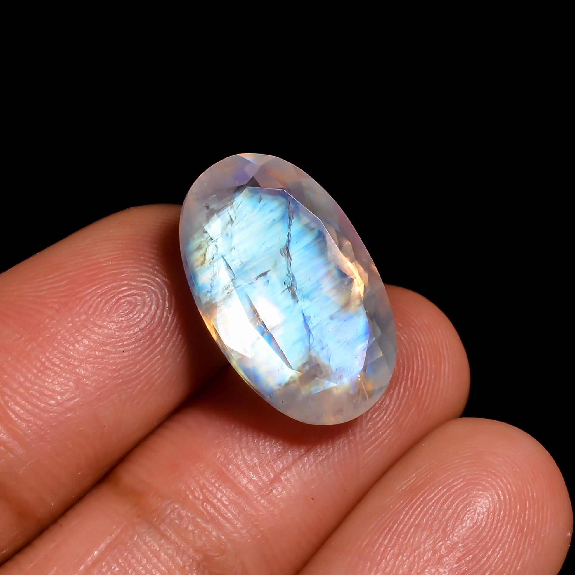 rainbow moonstone oval shape cut stone loose gemstone