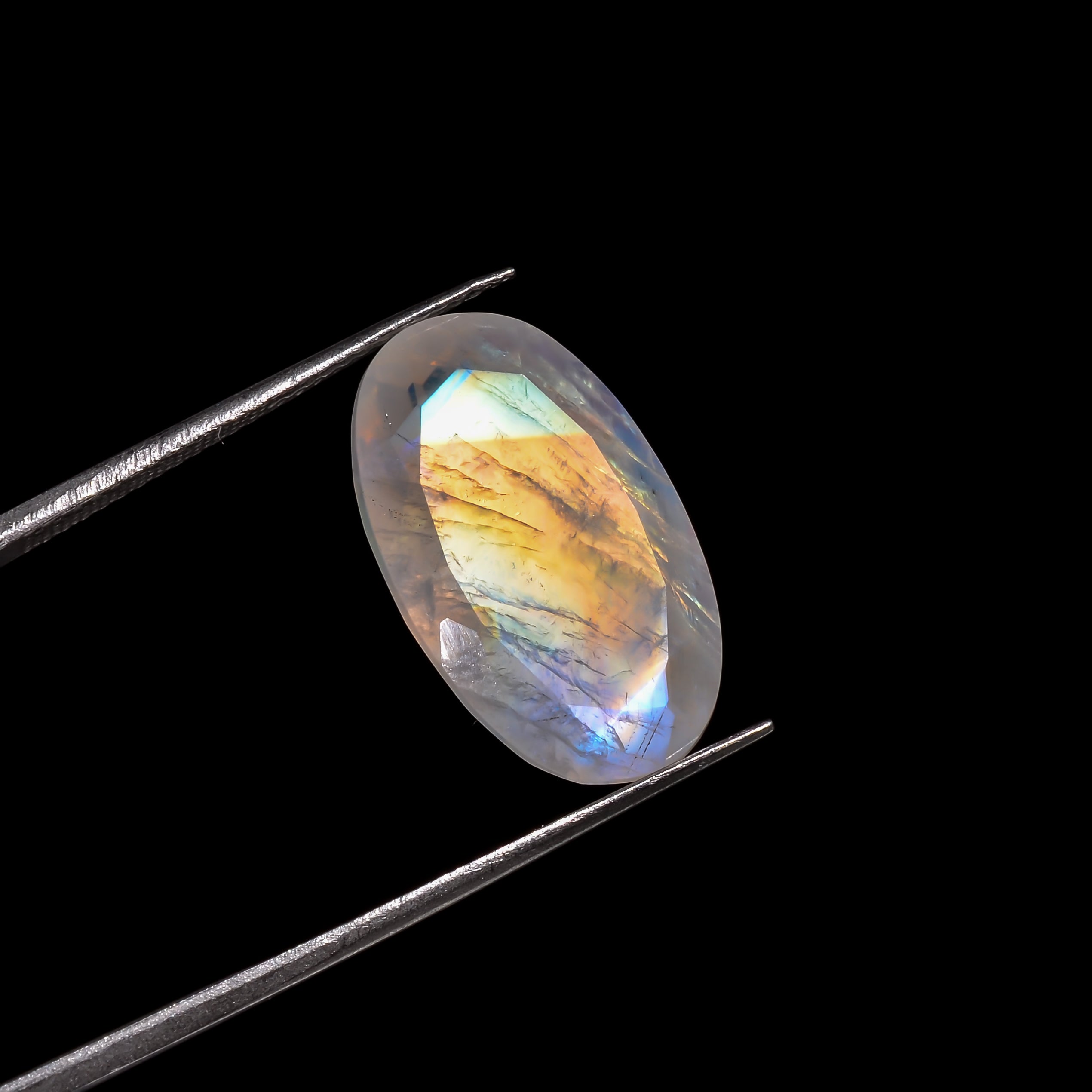 sunset flash moonstone oval shape cut stone loose gemstone