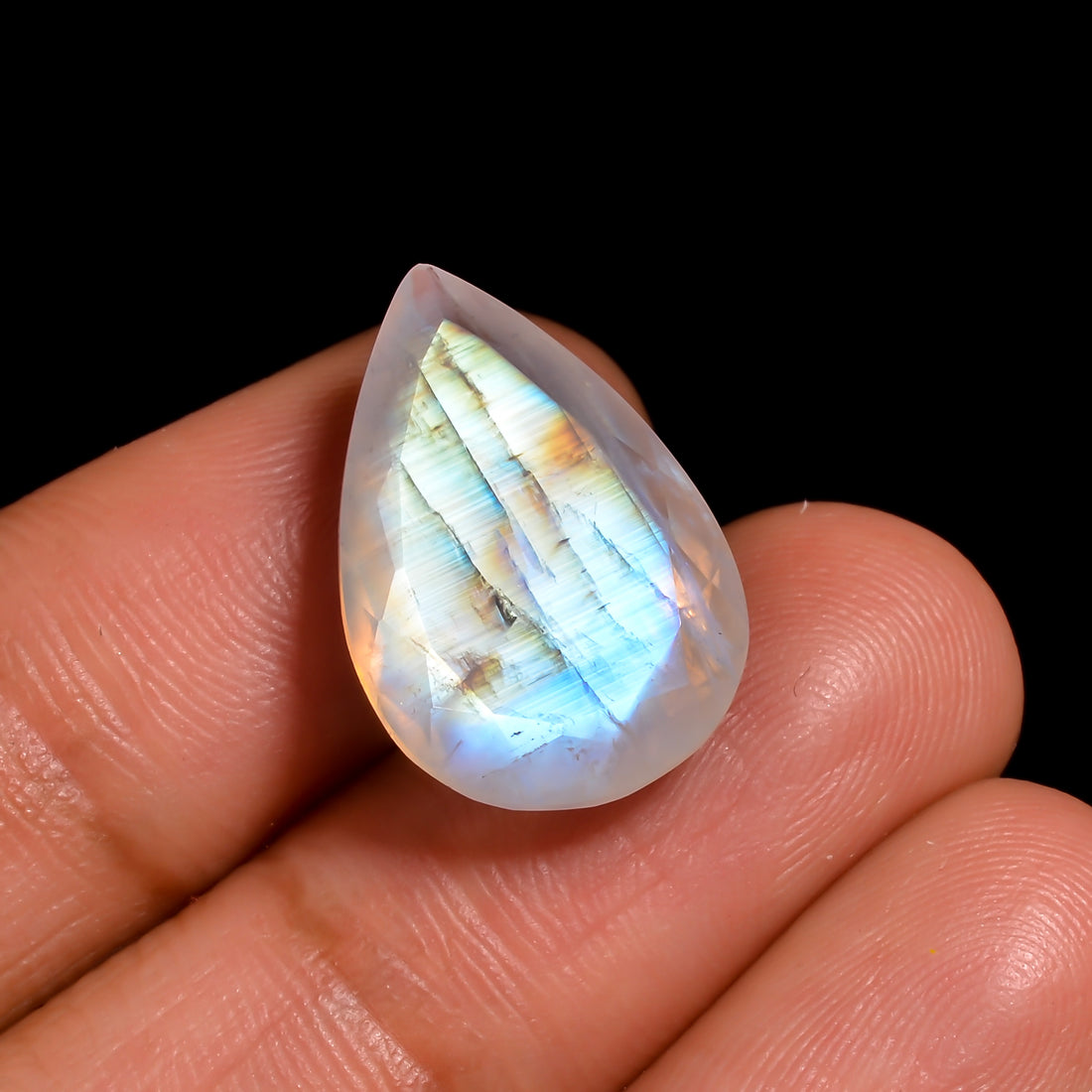 rainbow moonstone pear shape cut stone loose gemstone