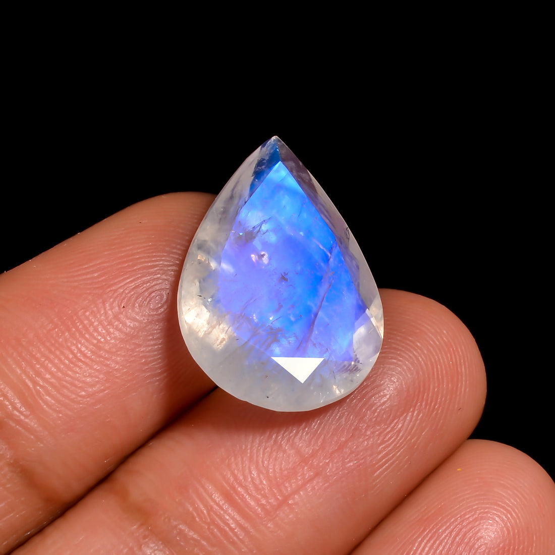 high flash blue moonstone pear shape cut stone loose gemstone