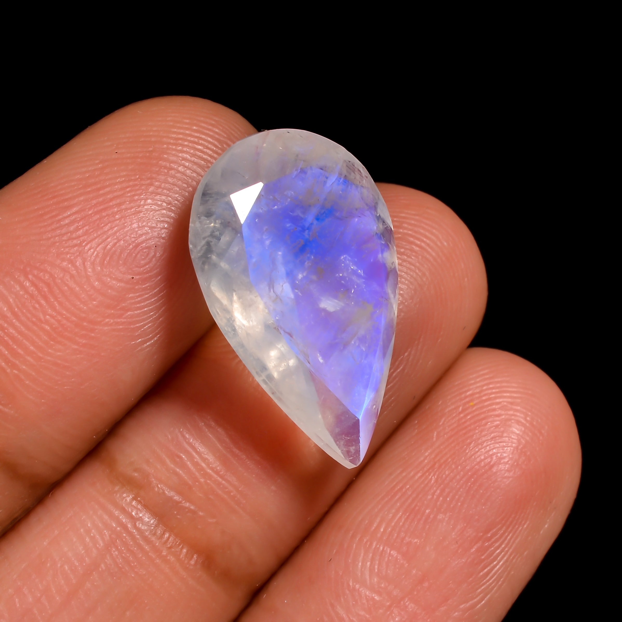 high flash blue moonstone pear shape cut stone loose gemstone