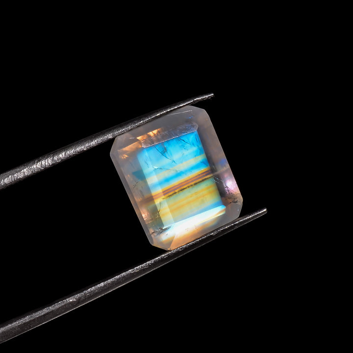 sky blue golden river moonstone radiant shape cut stone loose gemstone
