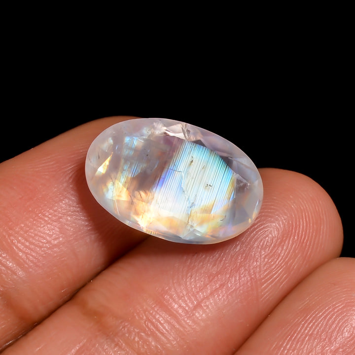 rainbow moonstone oval shape cut stone loose gemstone