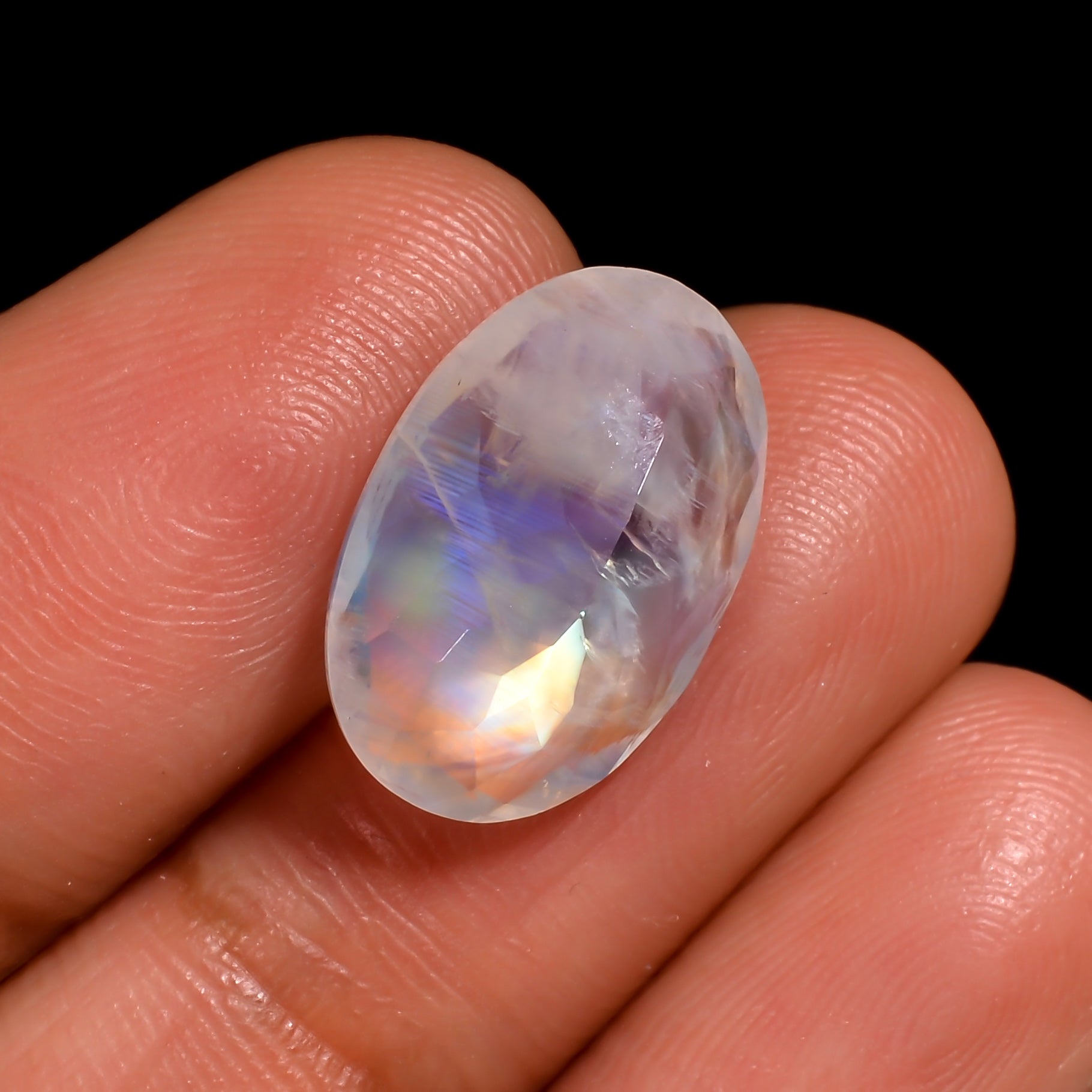rainbow moonstone oval shape cut stone loose gemstone