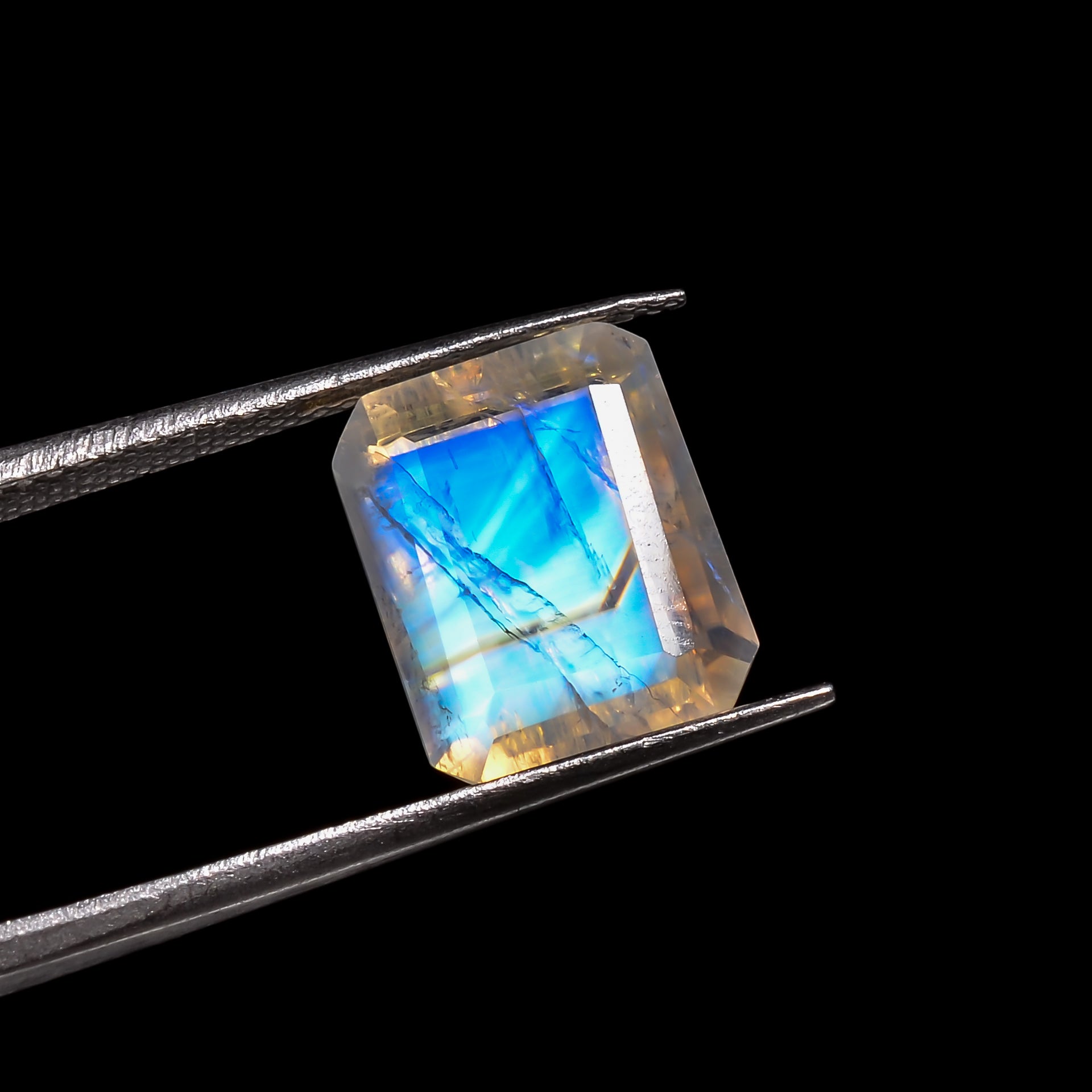 aqua prism moonstone radiant shape cut stone loose gemstone