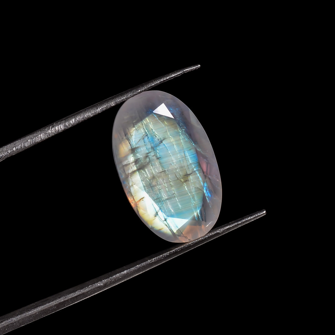 rainbow moonstone oval shape cut stone loose gemstone
