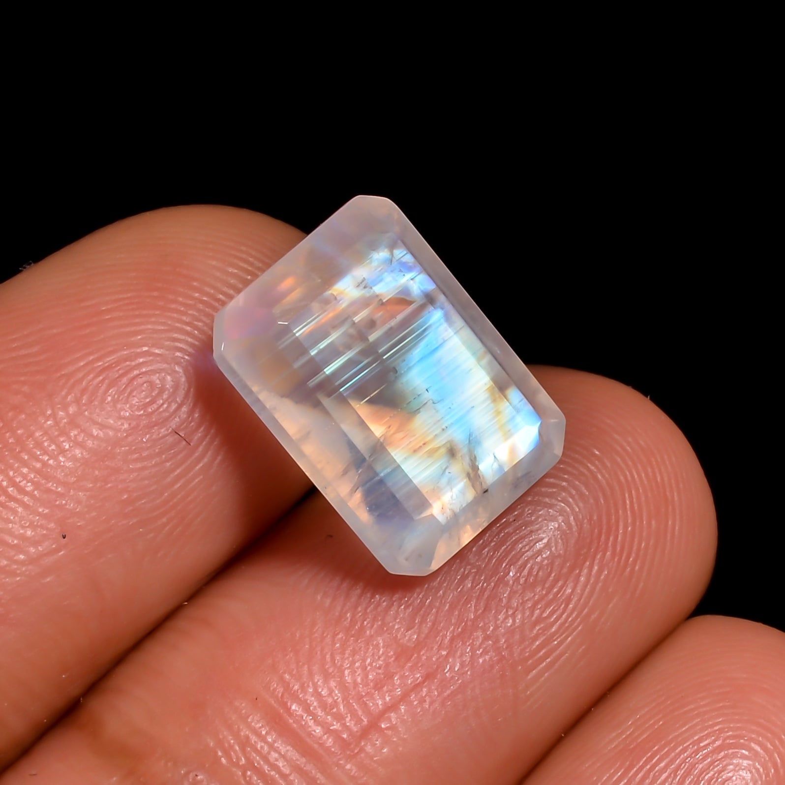 celestial ice moonstone radiant shape cut stone loose gemstone