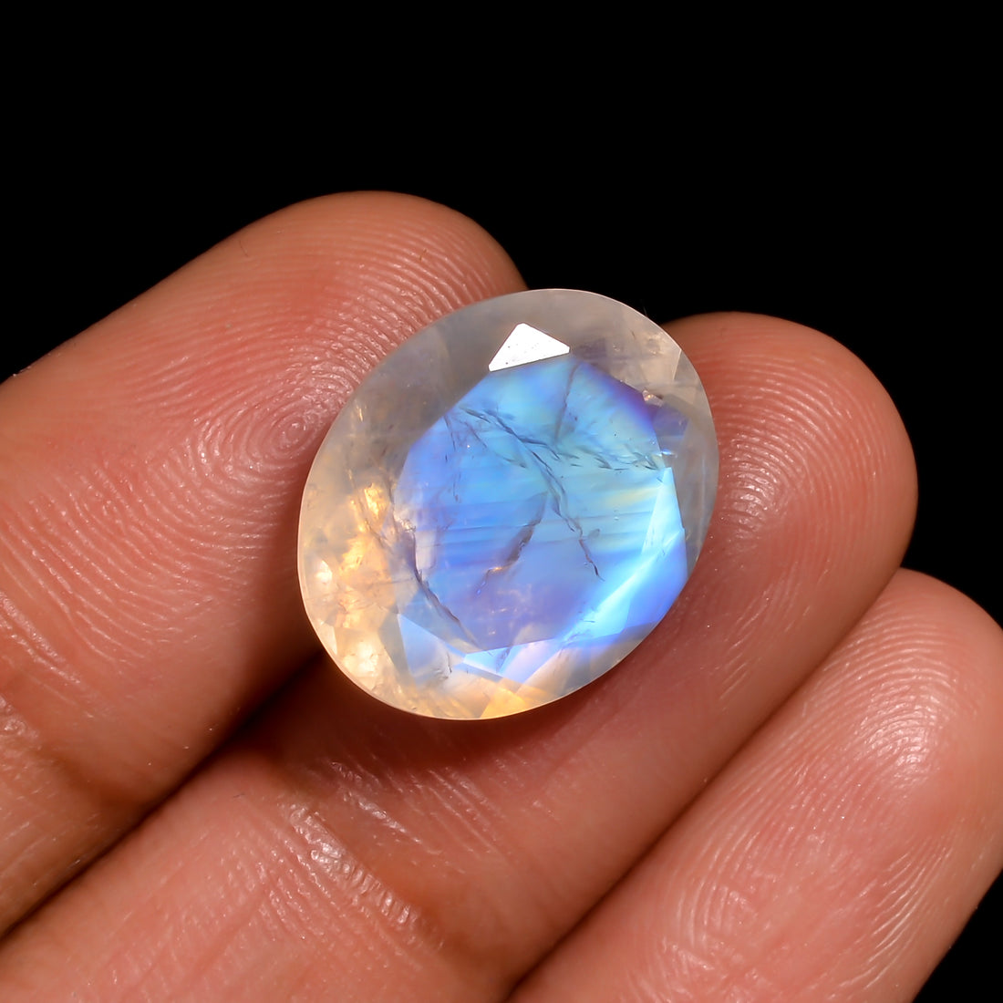 lightning sky moonstone oval shape cut stone loose gemstone