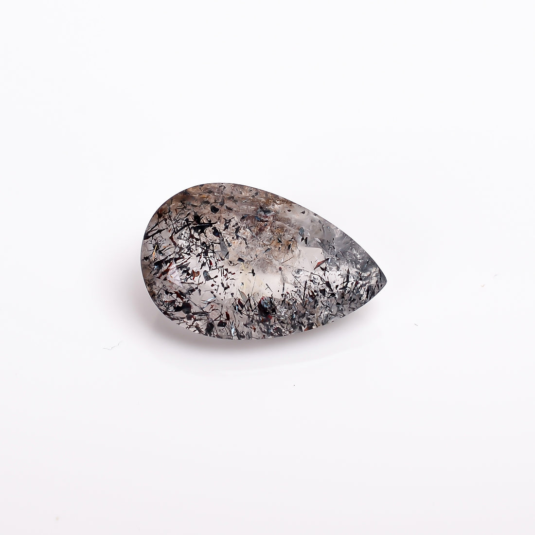 elestial hematite quartz pear shape cut stone loose gemstone