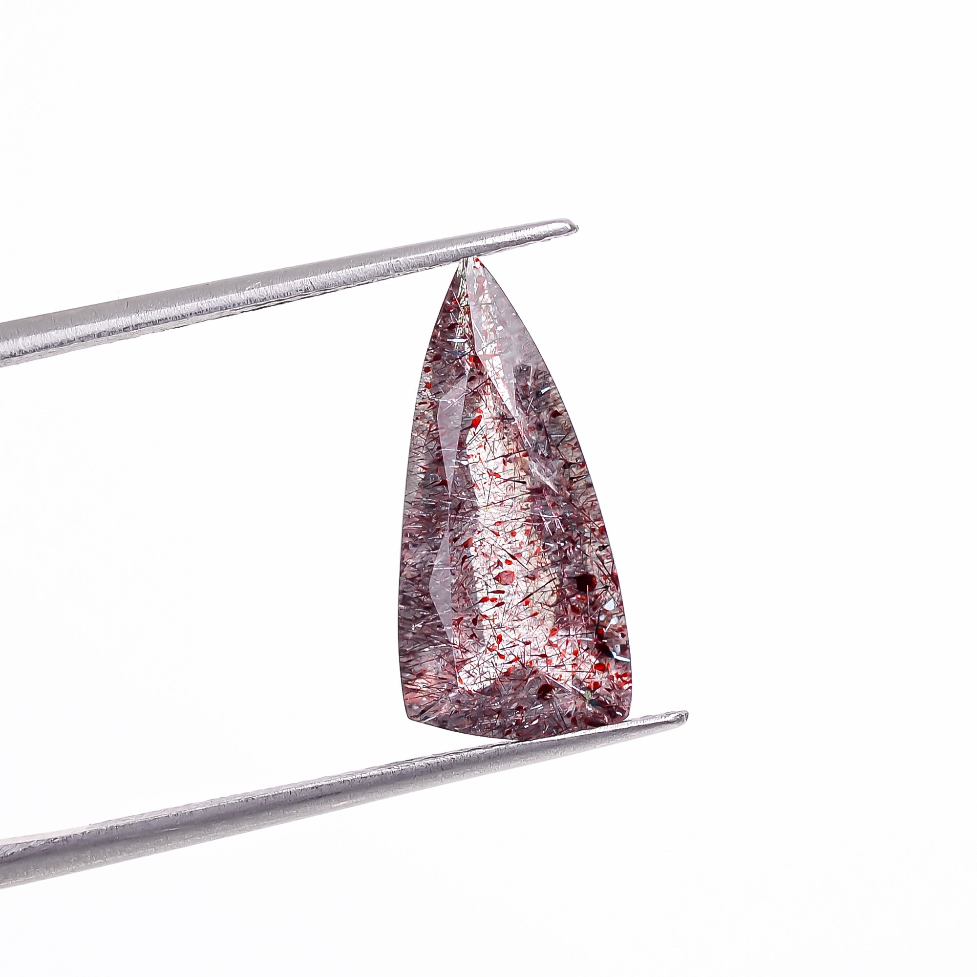 elestial hematite quartz triangle shape cut stone loose gemstone