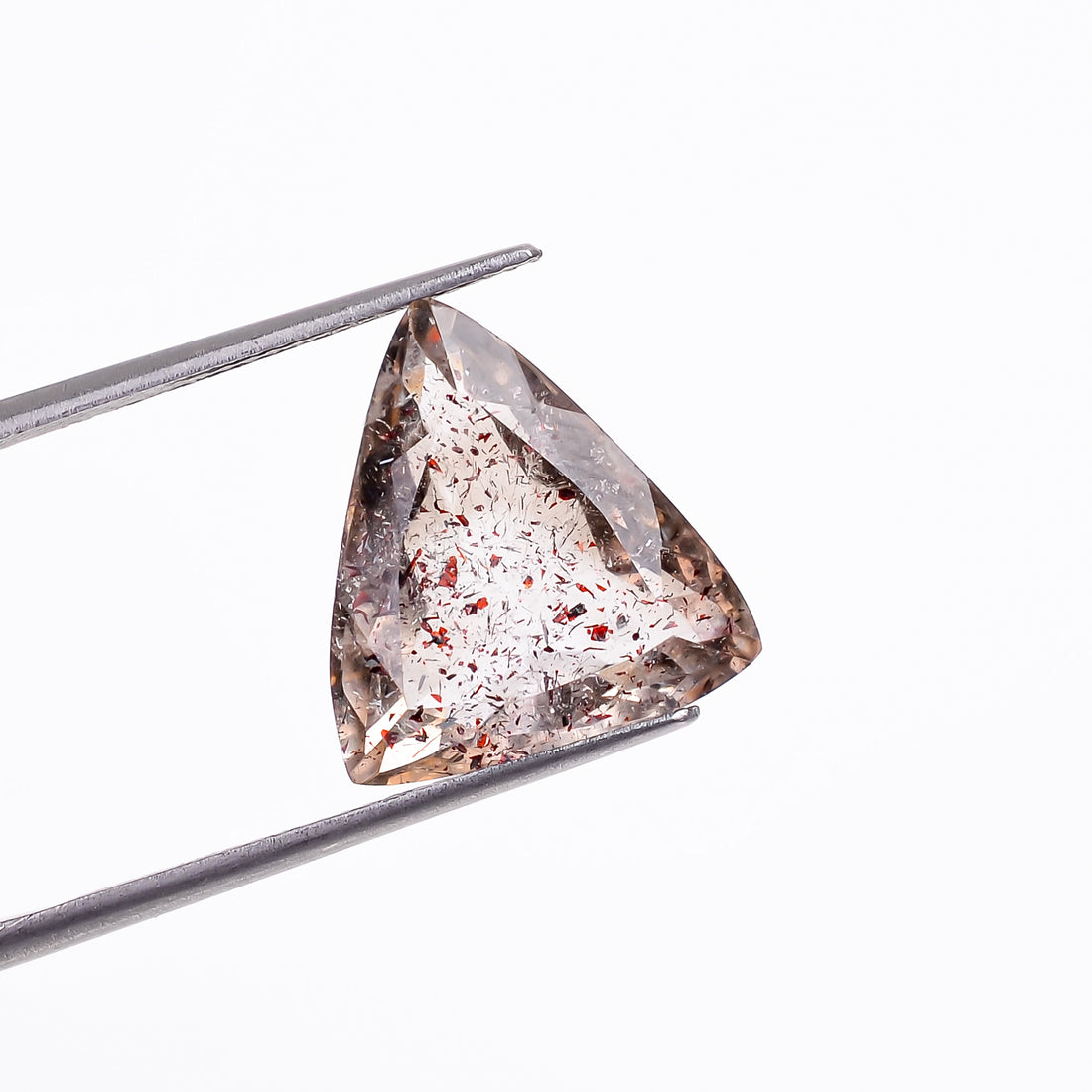 elestial hematite quartz triangle shape cut stone loose gemstone