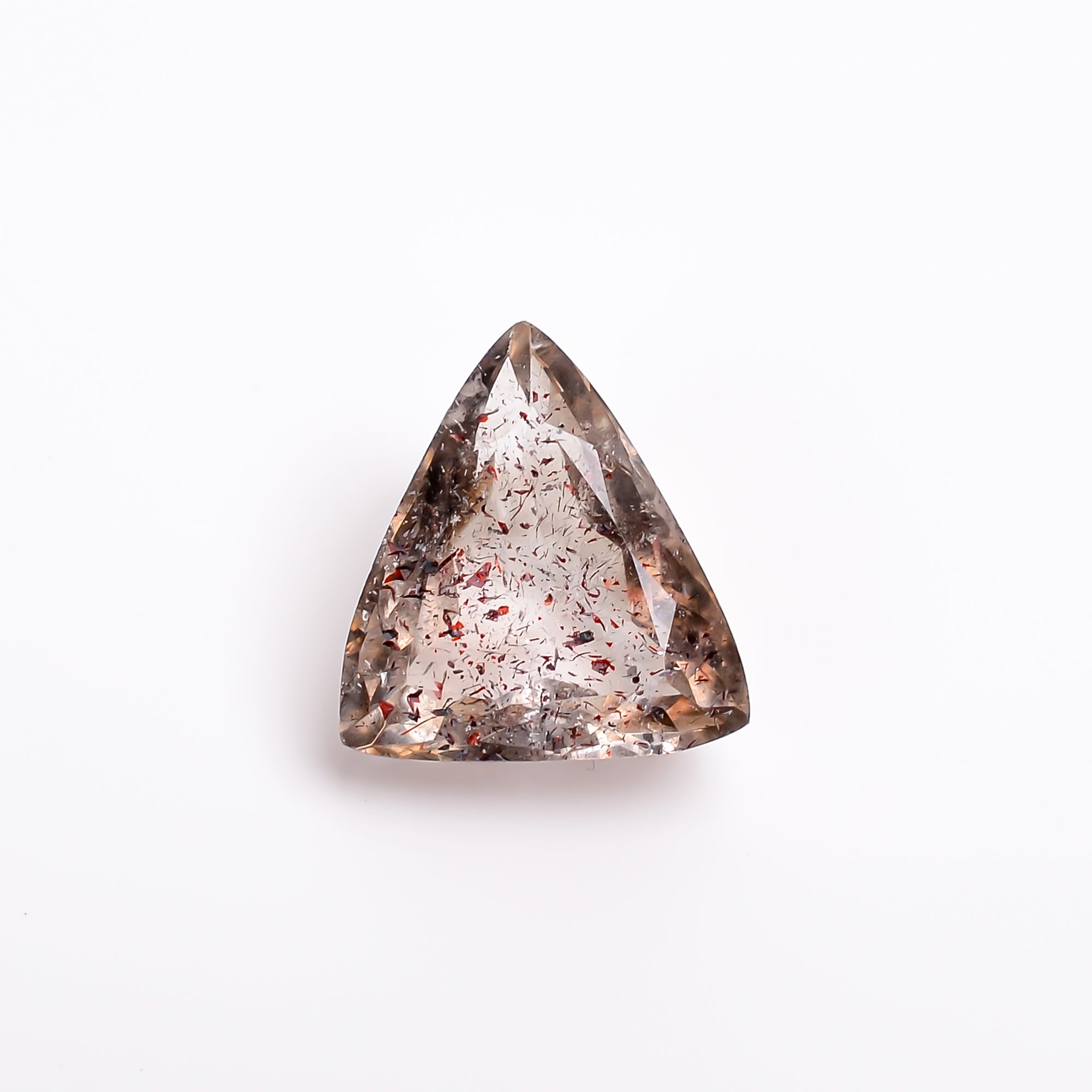 elestial hematite quartz triangle shape cut stone loose gemstone