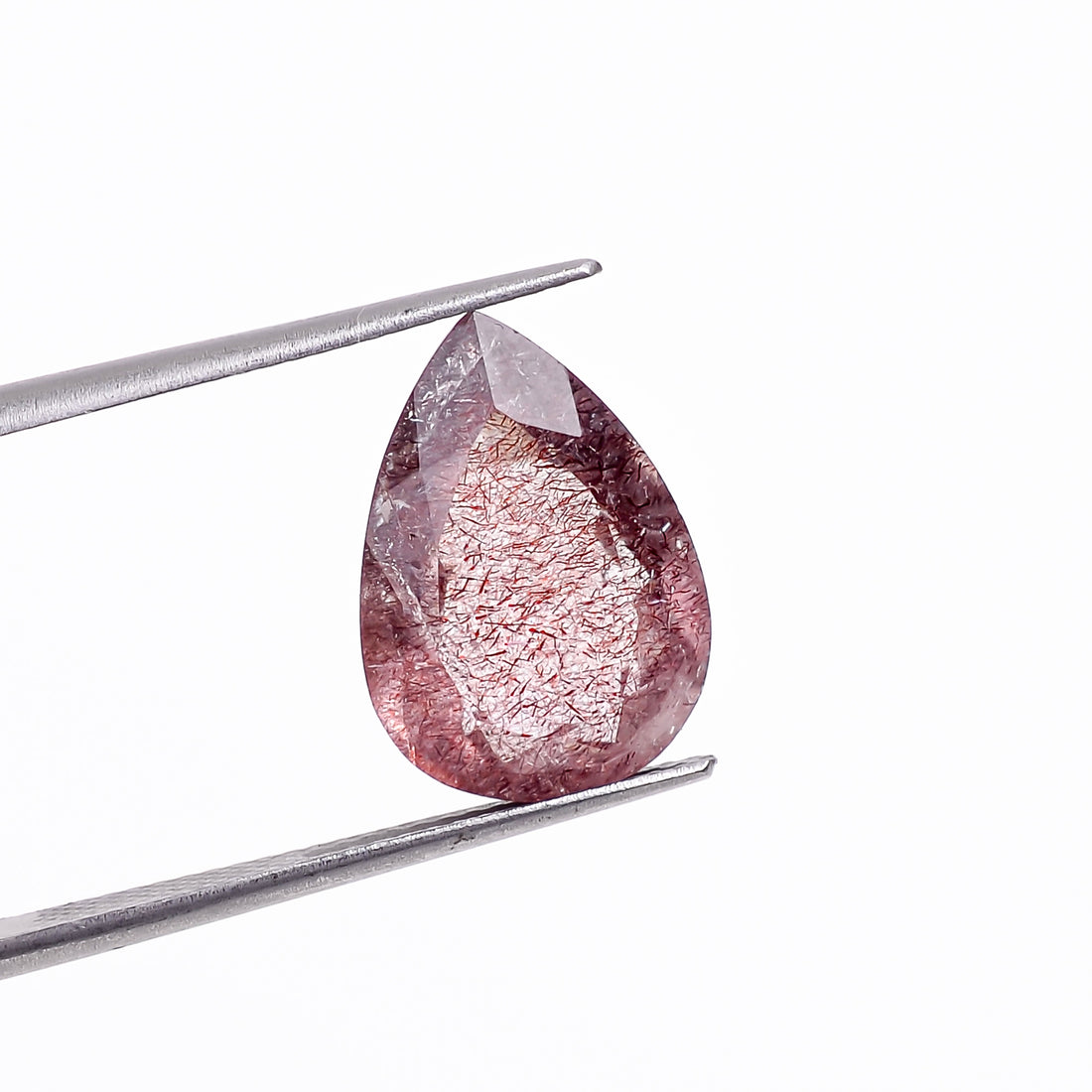 elestial hematite quartz pear shape cut stone loose gemstone
