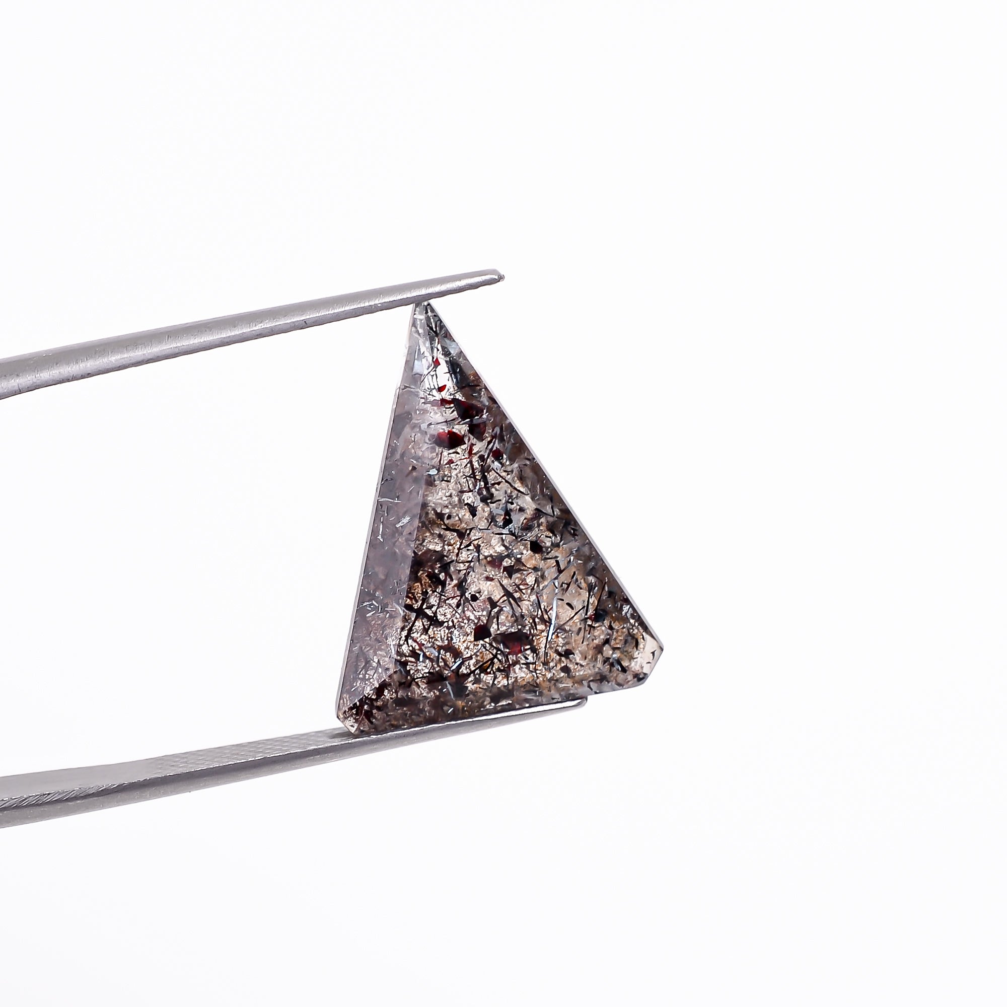 elestial hematite quartz triangle shape cut stone loose gemstone