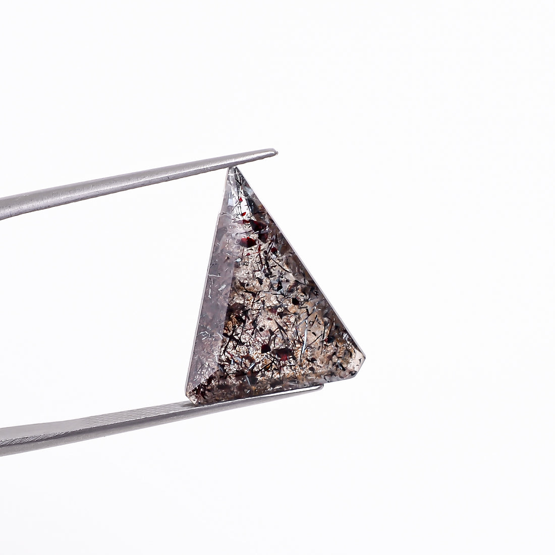elestial hematite quartz triangle shape cut stone loose gemstone