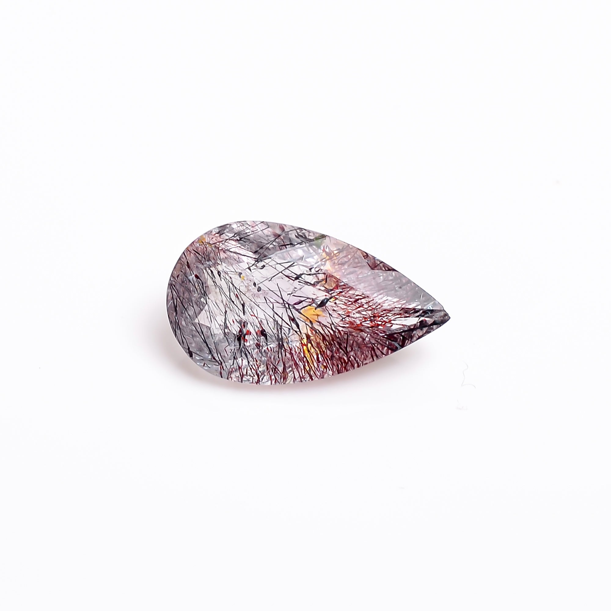 elestial hematite quartz pear shape cut stone loose gemstone