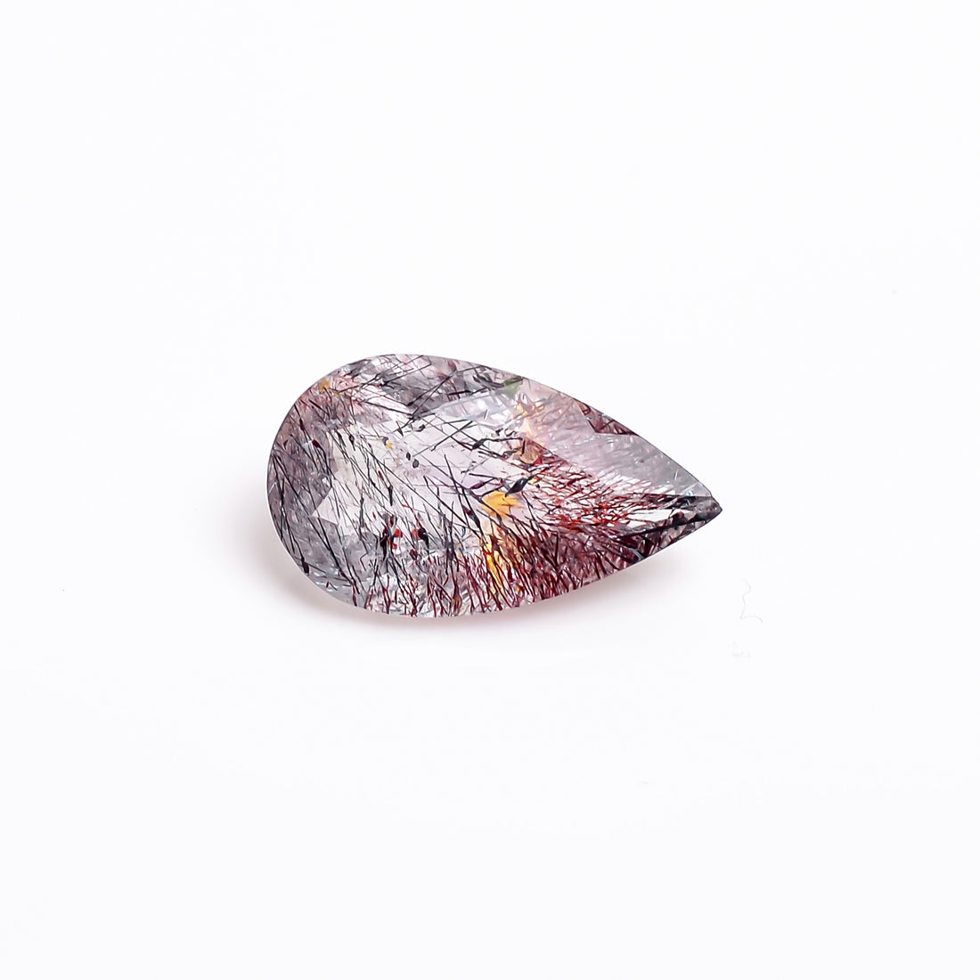 elestial hematite quartz pear shape cut stone loose gemstone