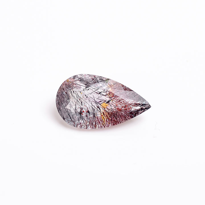 elestial hematite quartz pear shape cut stone loose gemstone