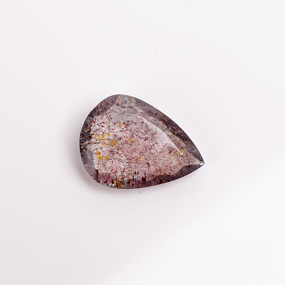elestial hematite quartz pear shape cut stone loose gemstone