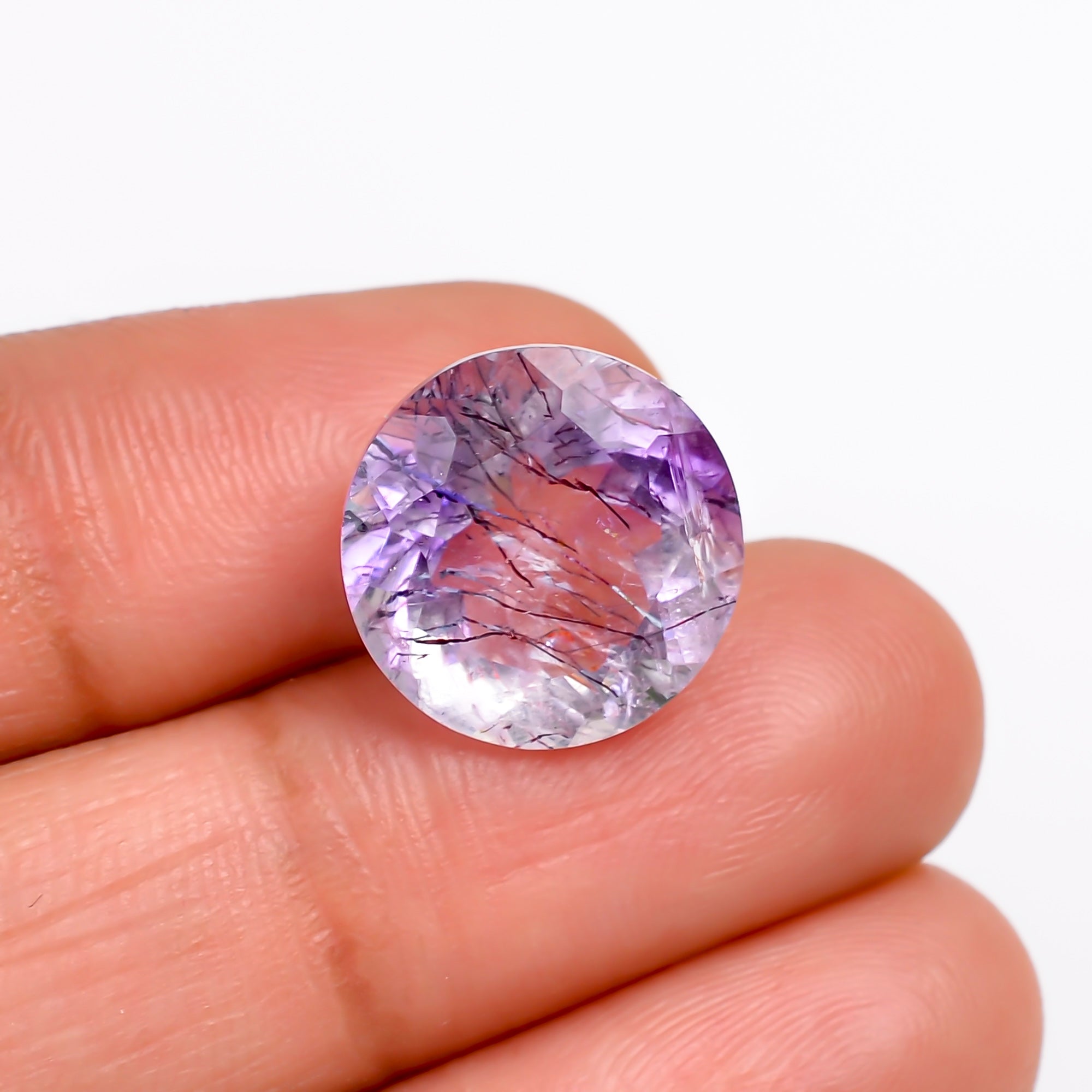 elestial hematite quartz round shape cut stone loose gemstone