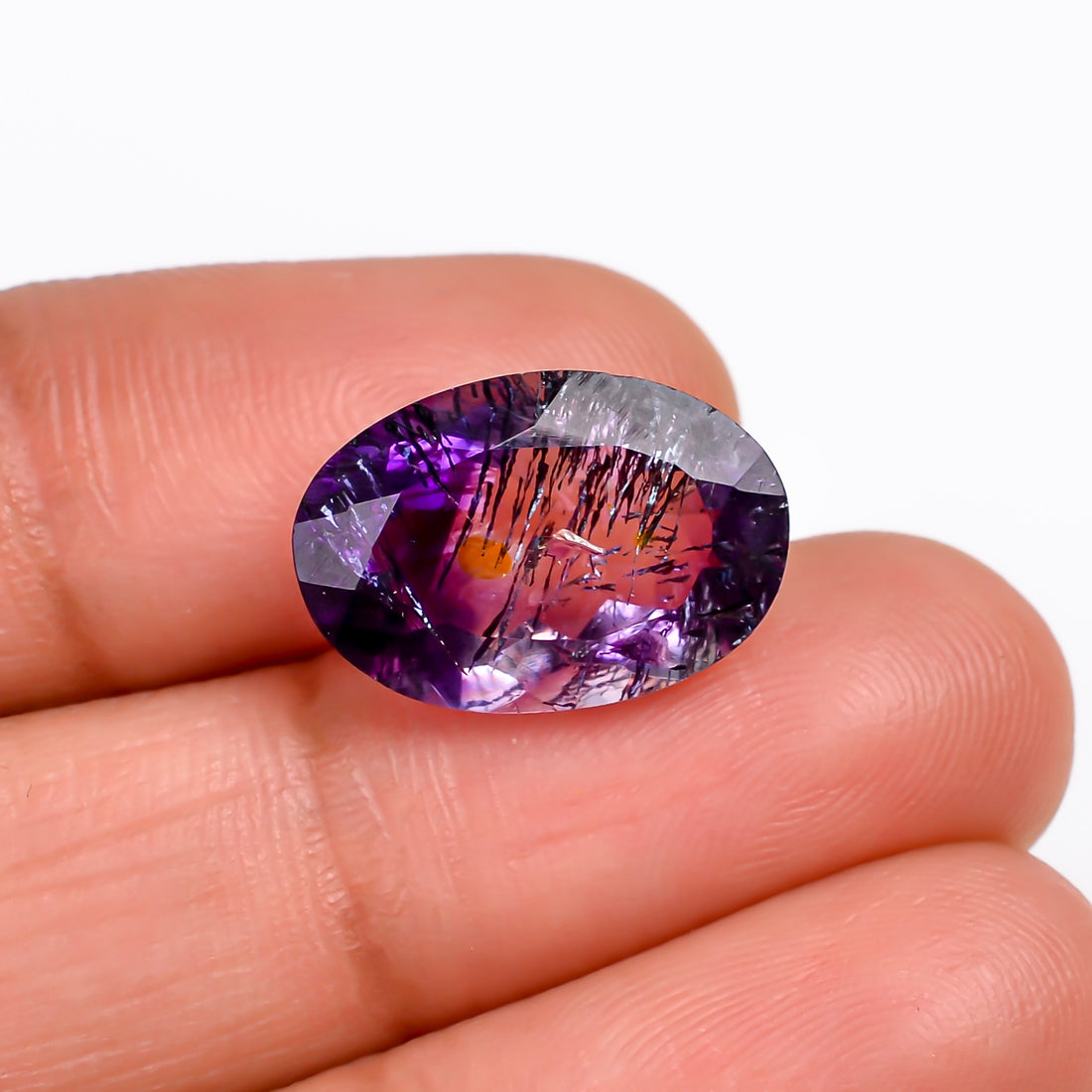elestial hematite quartz oval shape cut stone loose gemstone