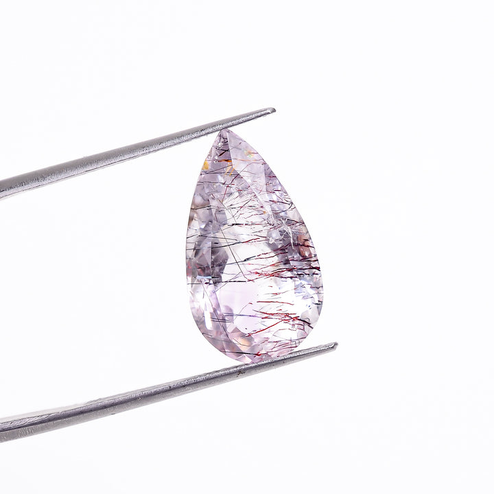 elestial hematite quartz pear shape cut stone loose gemstone