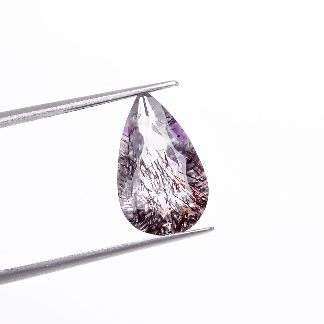 elestial hematite quartz pear shape cut stone loose gemstone