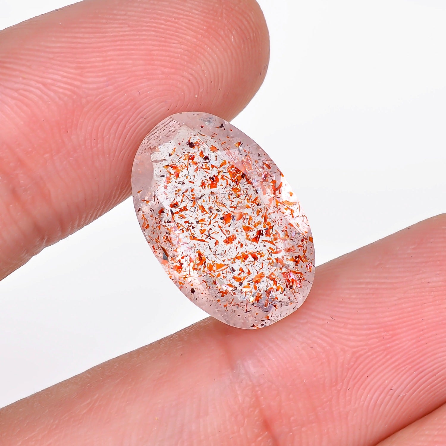 elestial hematite quartz oval shape cut stone loose gemstone