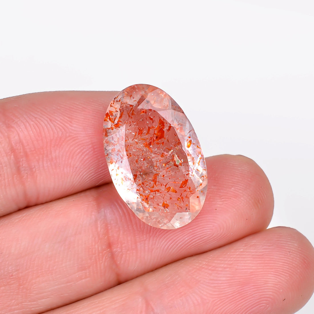 elestial hematite quartz oval shape cut stone loose gemstone