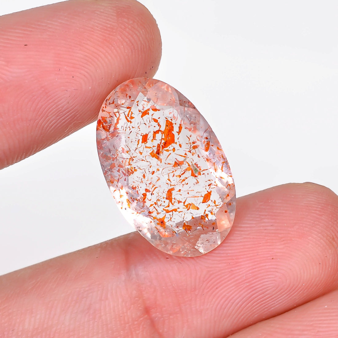 elestial hematite quartz oval shape cut stone loose gemstone