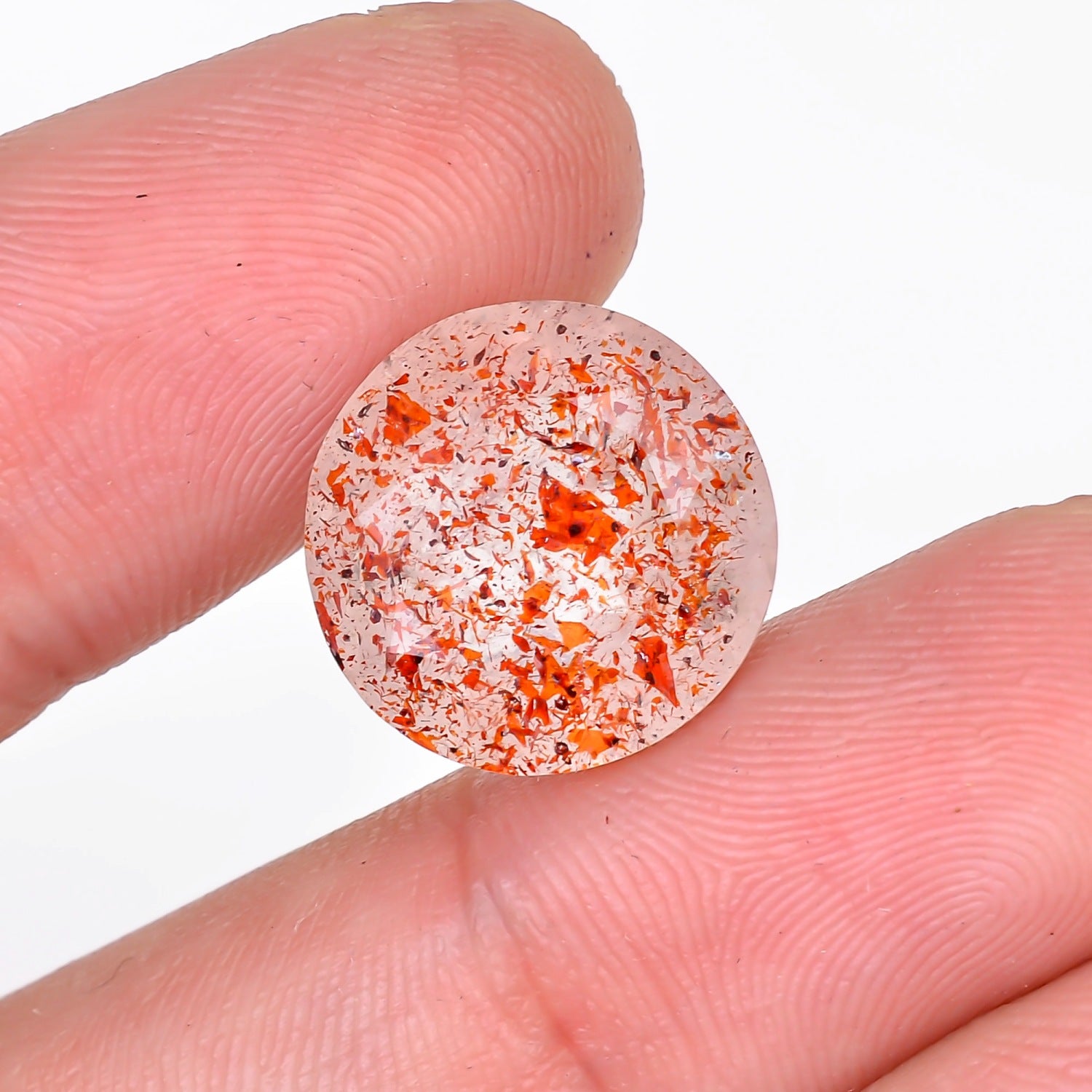 elestial hematite quartz round shape cut stone loose gemstone