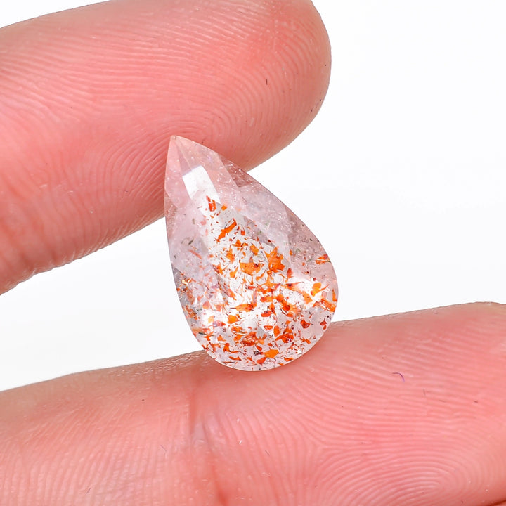 elestial hematite quartz pear shape cut stone loose gemstone