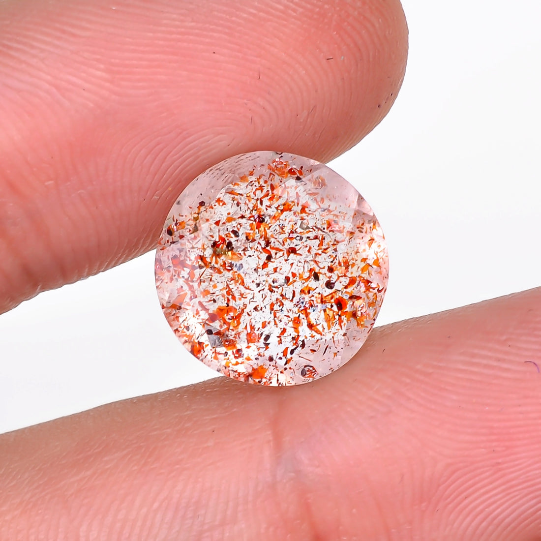 elestial hematite quartz round shape cut stone loose gemstone