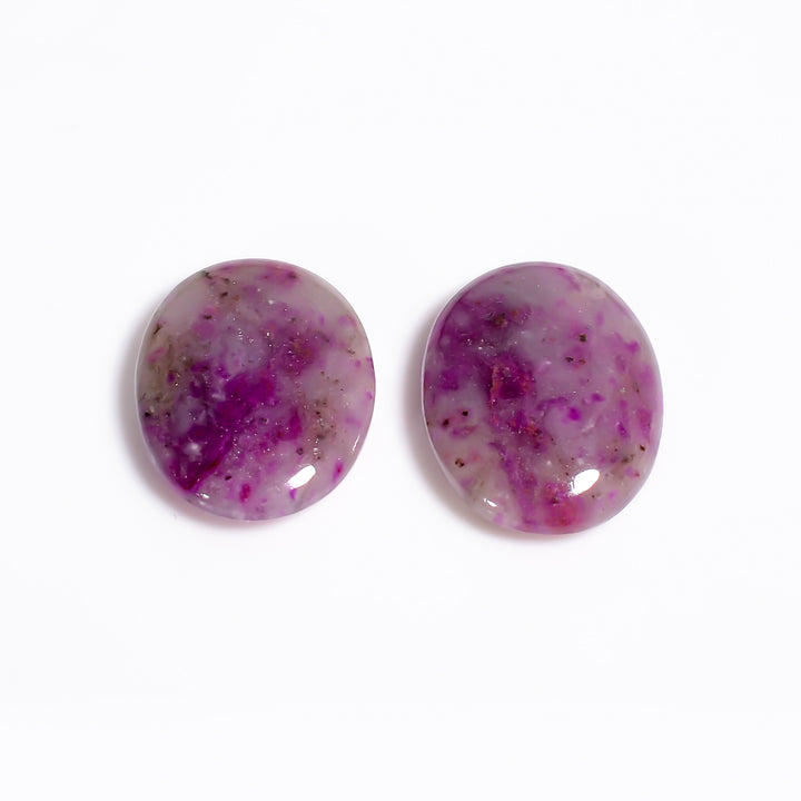 Sugilite Oval Shape Cabochon Loose Gemstone Pair For Making Earrings 14.5 Ct. 16X13X4 mm Y-9083
