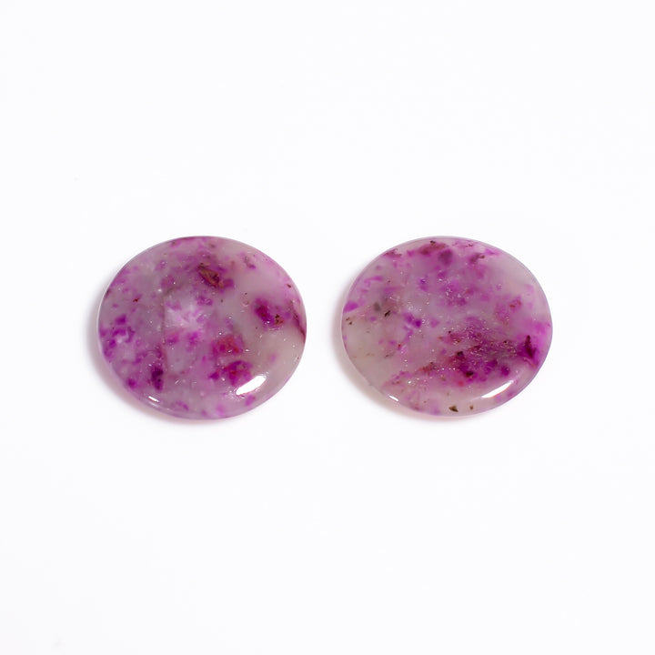 Sugilite Round Shape Cabochon Loose Gemstone Pair For Making Earrings 14.5 Ct. 16X16X3 mm Y-9085