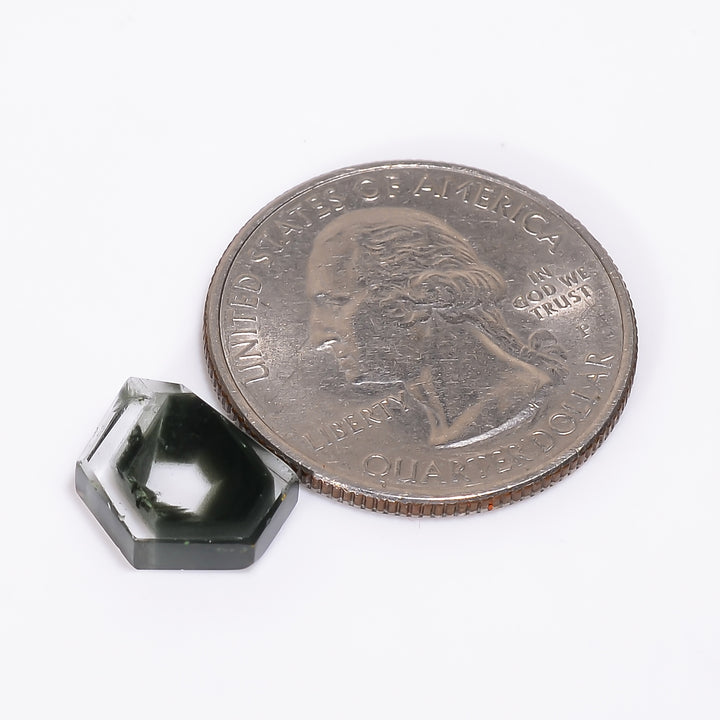 Green Phantom Quartz Fancy Shape Slice Loose Gemstone For Making Jewelry 3.5 Ct. 11X9X3 mm Y-9350